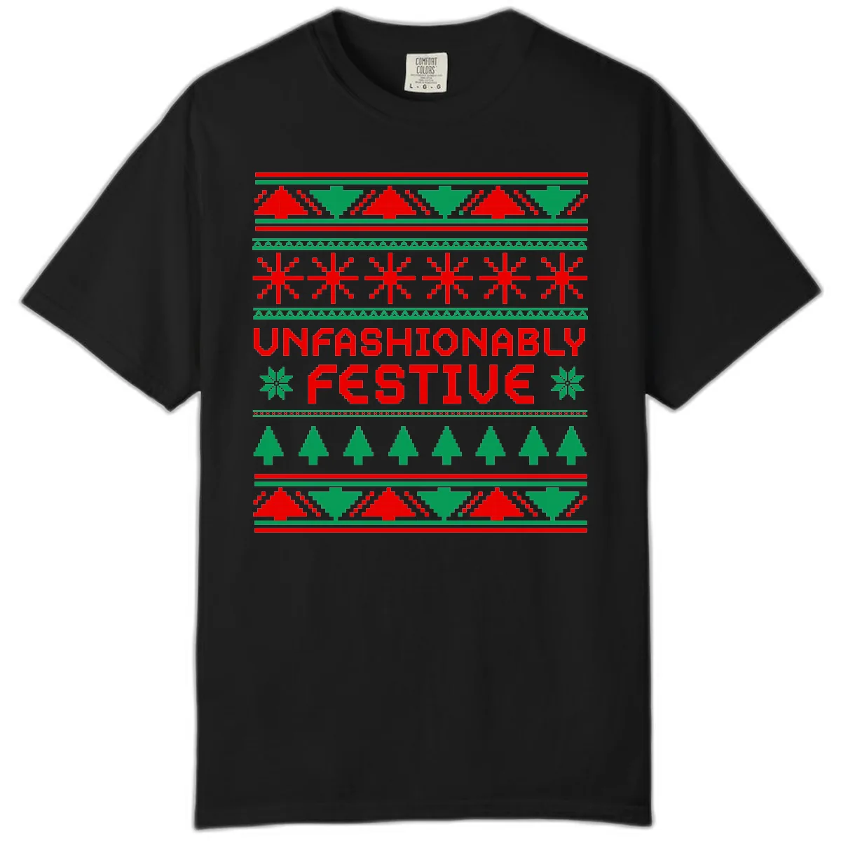 Unfashionably Festive Christmas Sweater Comfort Color in Black