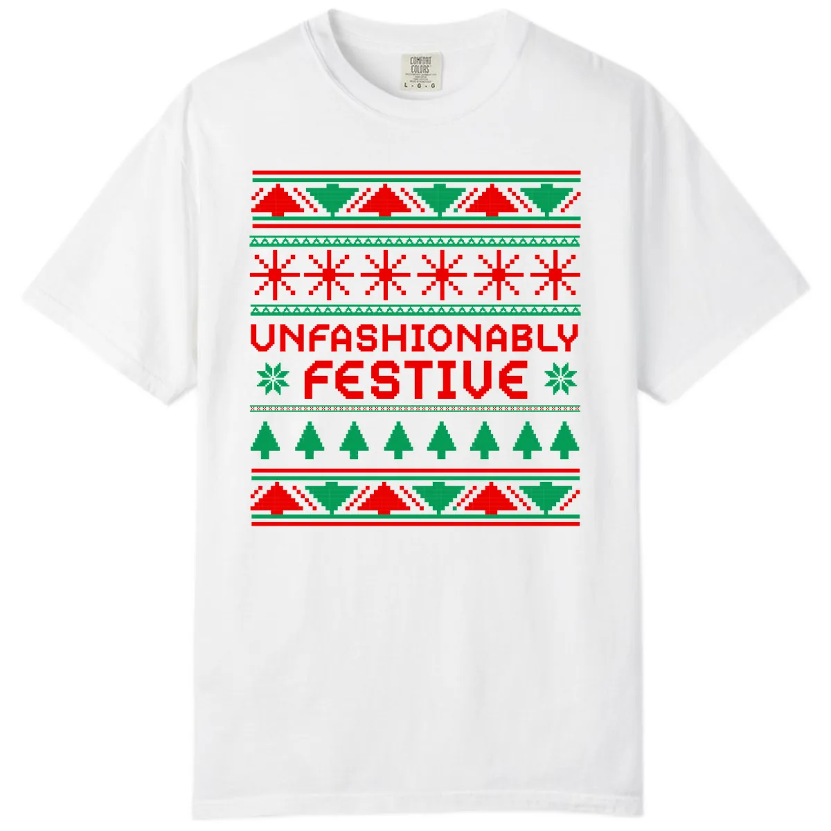 Unfashionably Festive Christmas Sweater Comfort Color in White