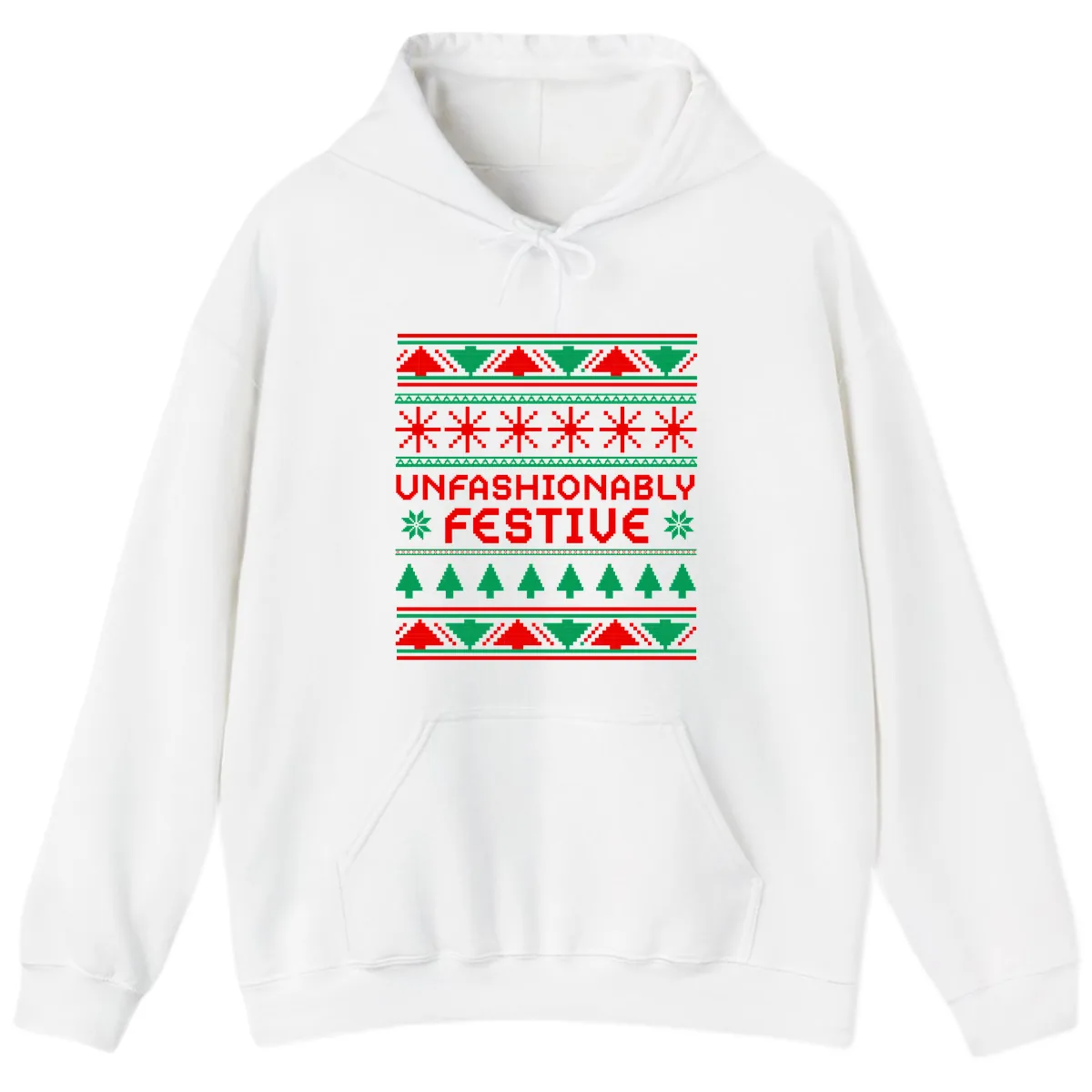 Unfashionably Festive Christmas Sweater Hoodie in White