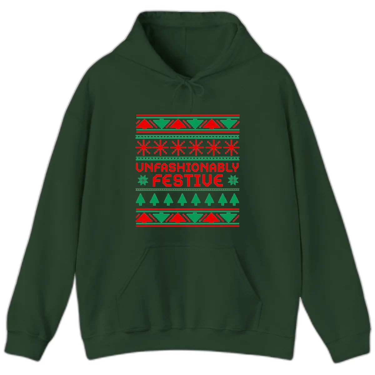 Unfashionably Festive Christmas Sweater Hoodie in Forest Green