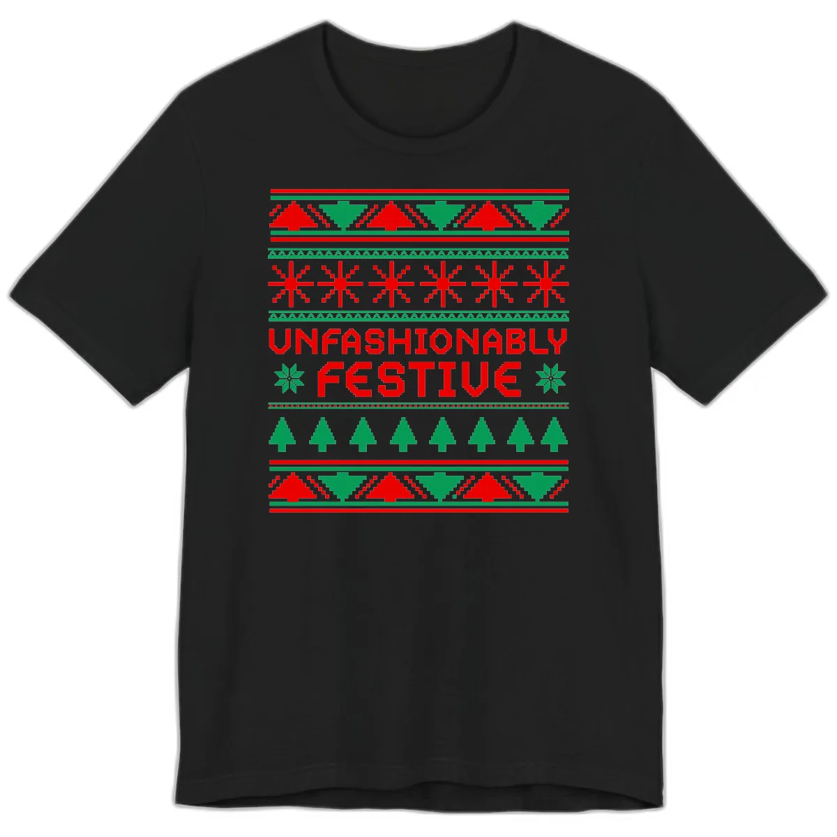 Unfashionably Festive Christmas Sweater Premium T-Shirt in Black