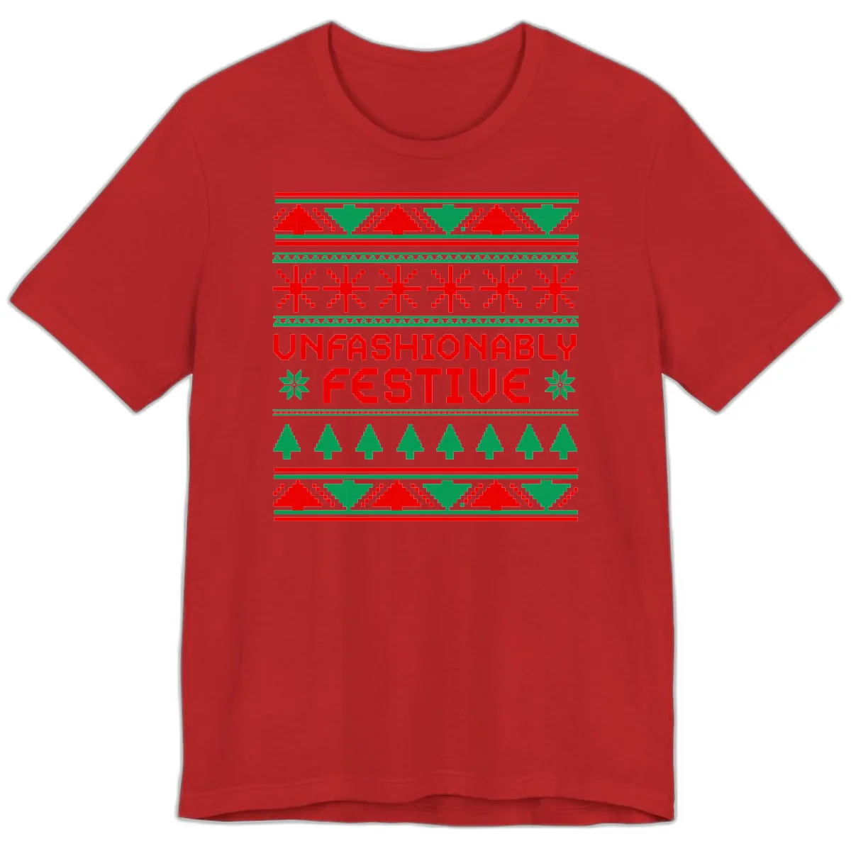 Unfashionably Festive Christmas Sweater Premium T-Shirt in Red