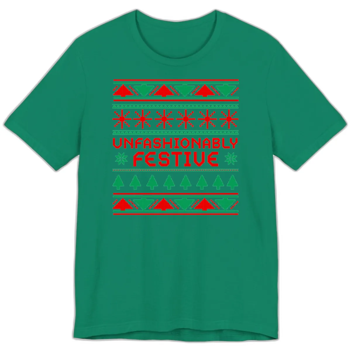 Unfashionably Festive Christmas Sweater Premium T-Shirt in Kelly