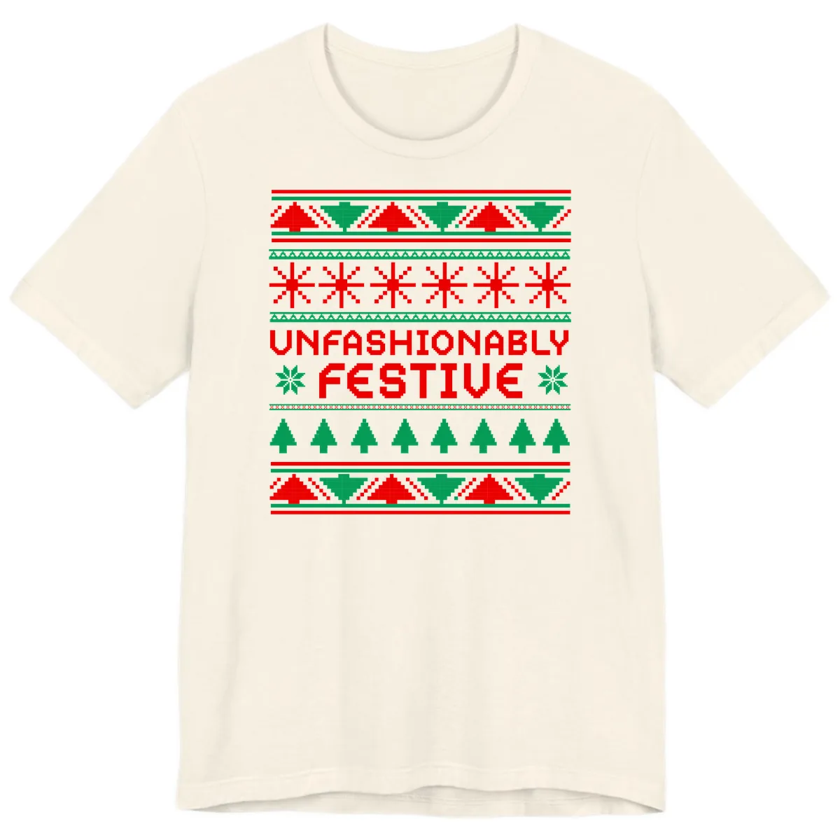 Unfashionably Festive Christmas Sweater Premium T-Shirt in Natural