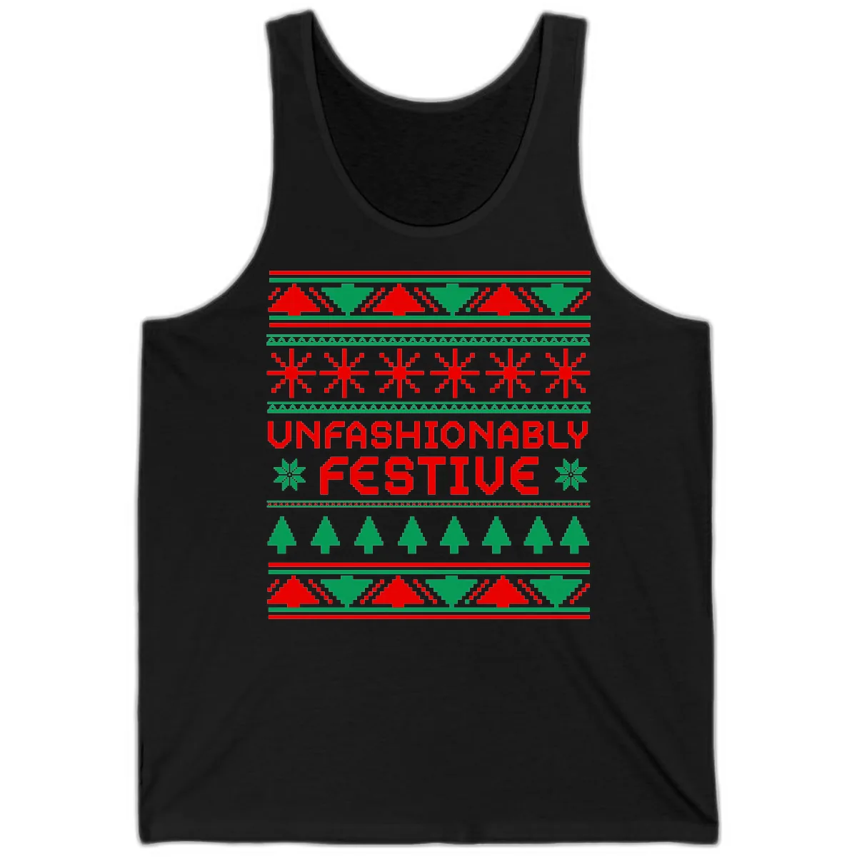Unfashionably Festive Christmas Sweater Tank in Black