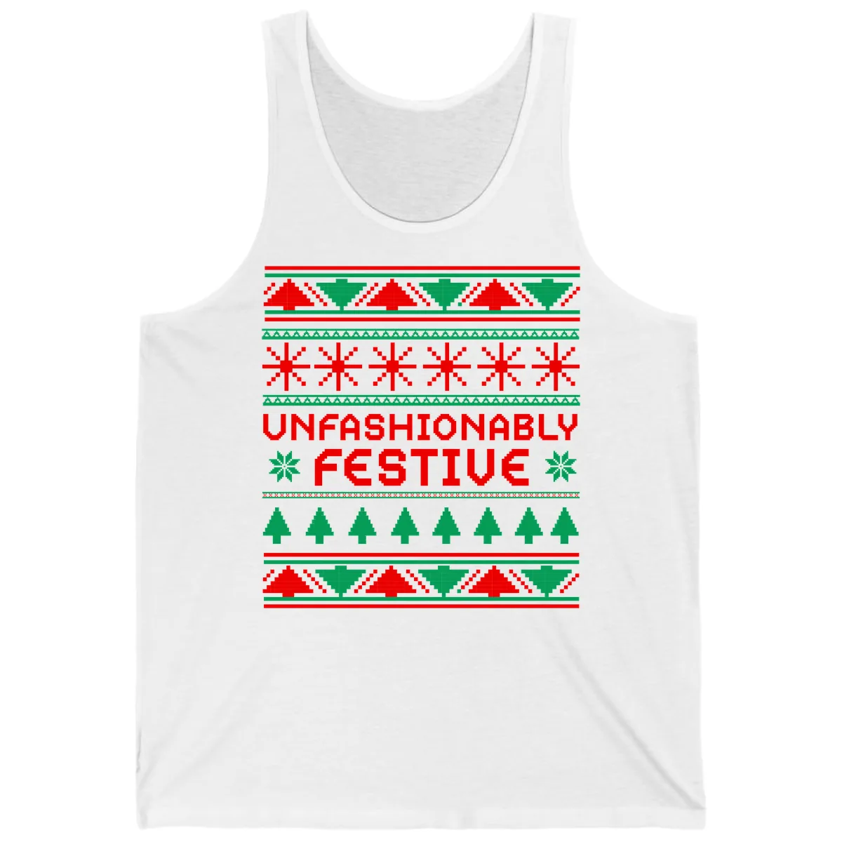 Unfashionably Festive Christmas Sweater Tank in White