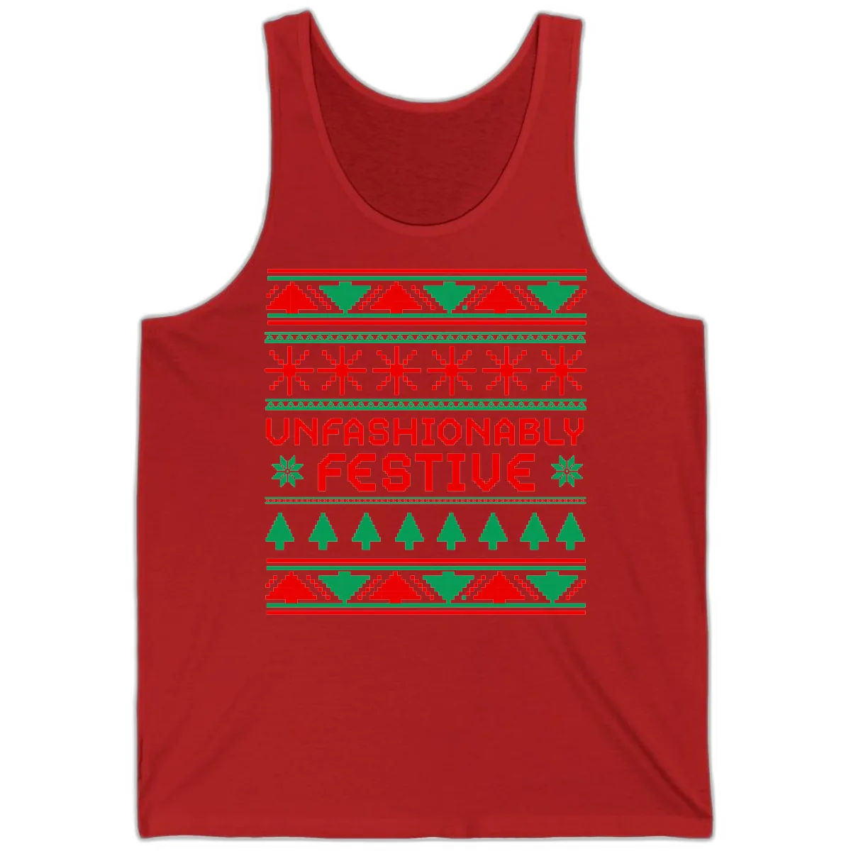 Unfashionably Festive Christmas Sweater Tank in Red