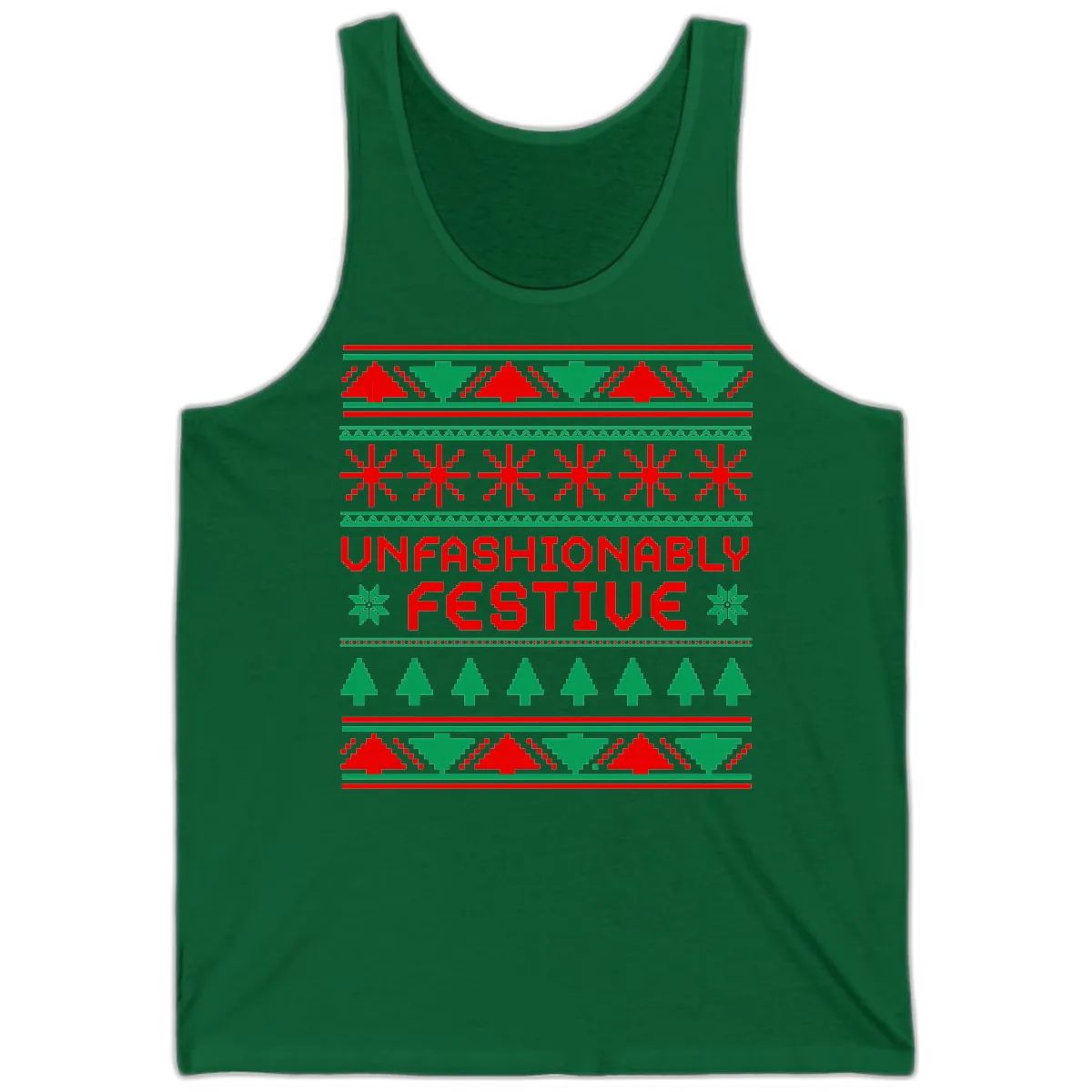 Unfashionably Festive Christmas Sweater Tank in Kelly