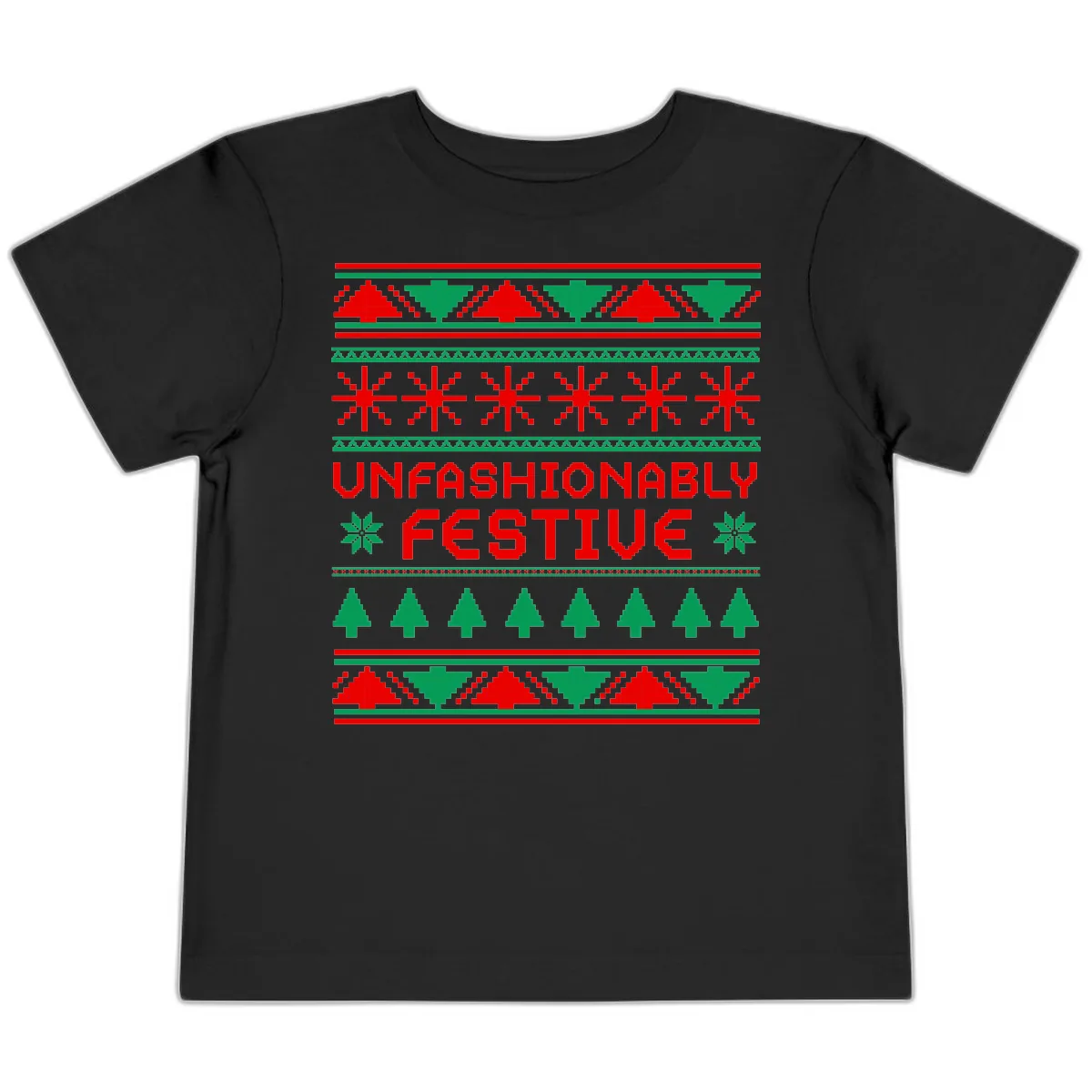 Unfashionably Festive Christmas Sweater Toddler T-Shirt in Black