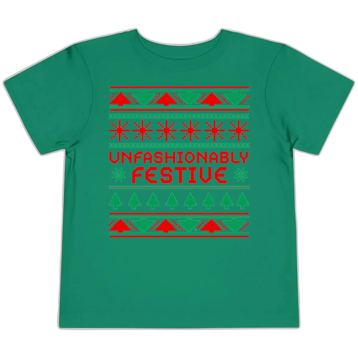 Unfashionably Festive Christmas Sweater Toddler T-Shirt in Kelly