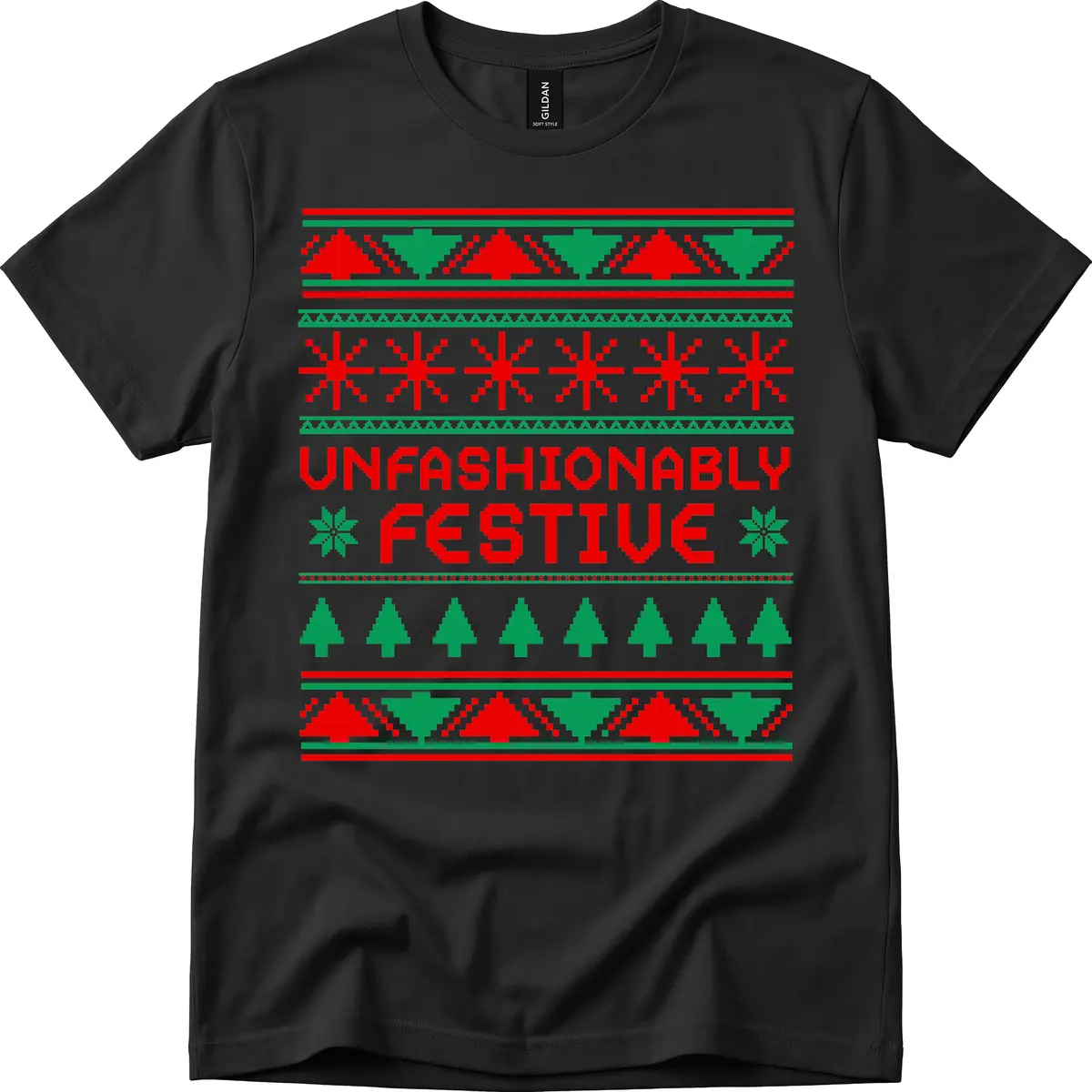 Unfashionably Festive Christmas Sweater T-Shirt in Black