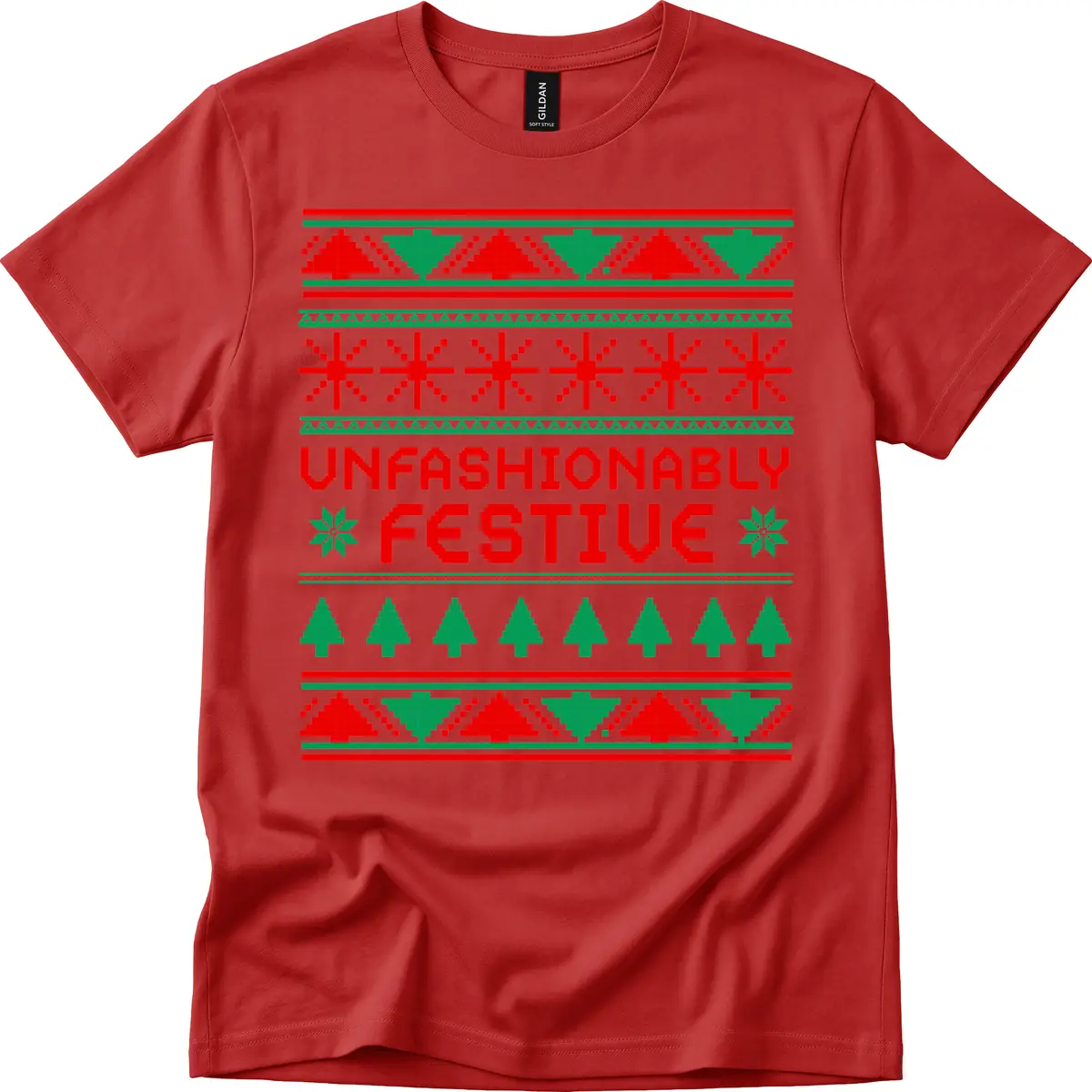 Unfashionably Festive Christmas Sweater T-Shirt in Red