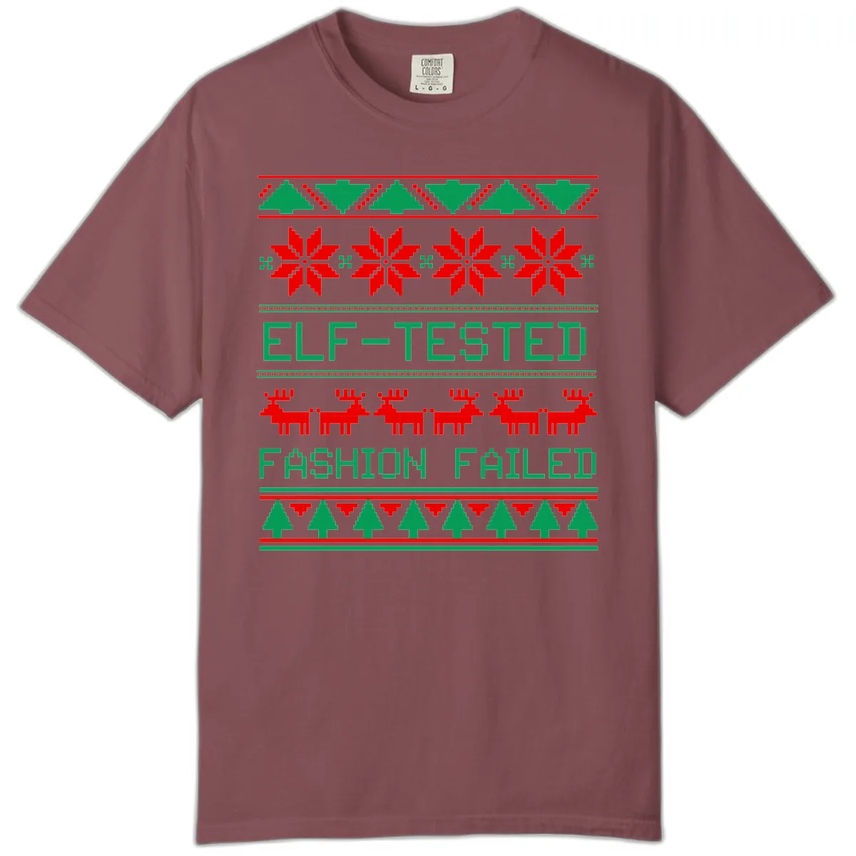Elf Tested Fashion Failed Ugly Sweater Comfort Color in Brick