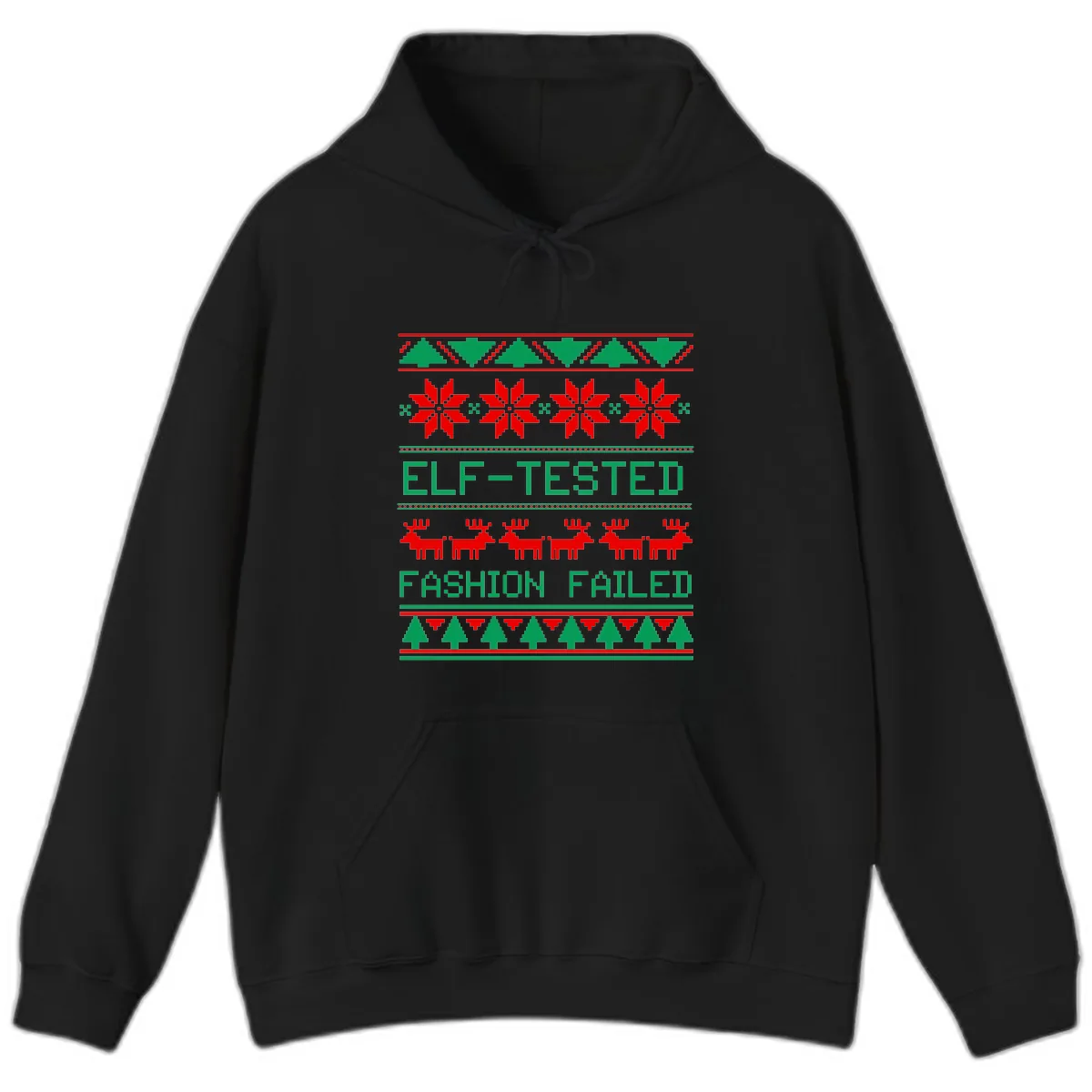 Elf Tested Fashion Failed Ugly Sweater Hoodie in Black