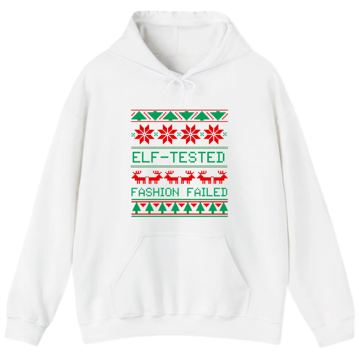 Elf Tested Fashion Failed Ugly Sweater Hoodie in White
