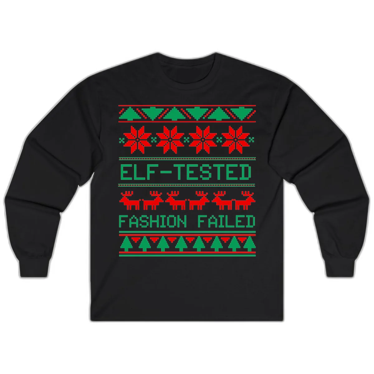 Elf Tested Fashion Failed Ugly Sweater Long Sleeve in Black