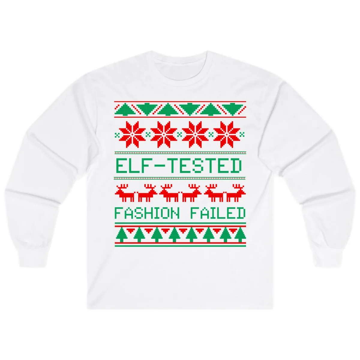 Elf Tested Fashion Failed Ugly Sweater Long Sleeve in White
