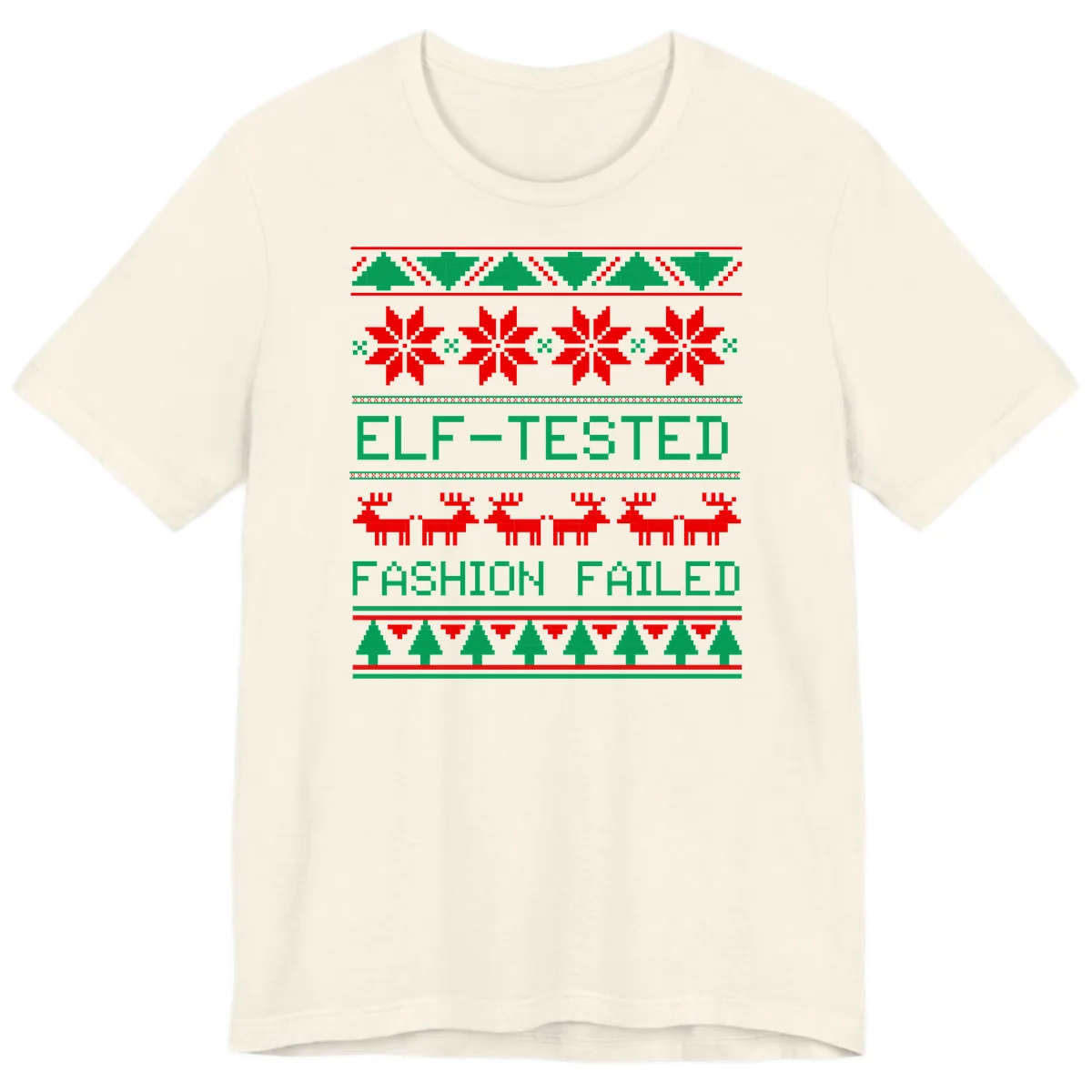 Elf Tested Fashion Failed Ugly Sweater Premium T-Shirt in Natural