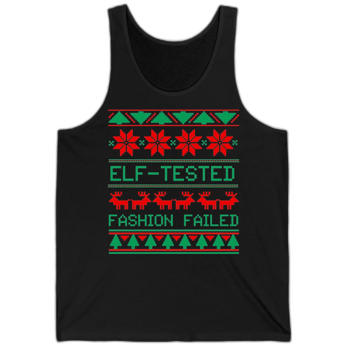 Elf Tested Fashion Failed Ugly Sweater Tank in Black