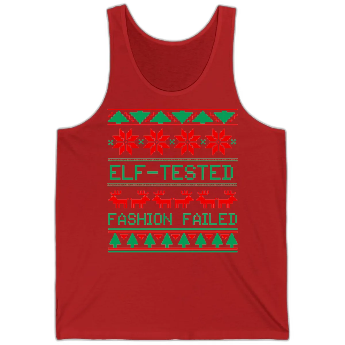 Elf Tested Fashion Failed Ugly Sweater Tank in Red