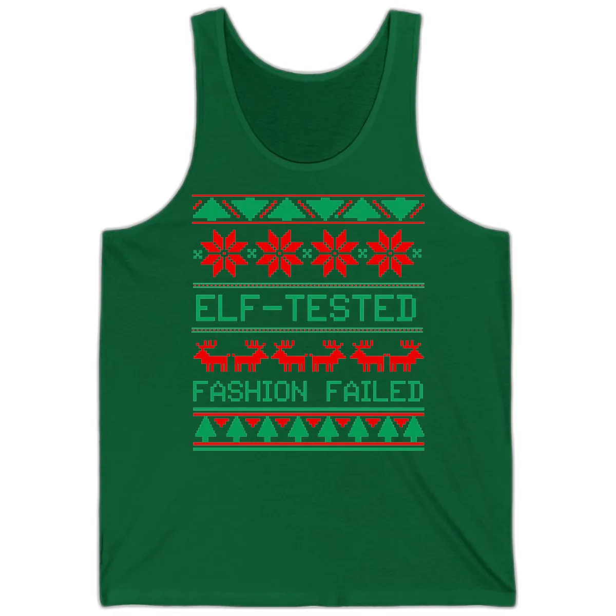 Elf Tested Fashion Failed Ugly Sweater Tank in Kelly