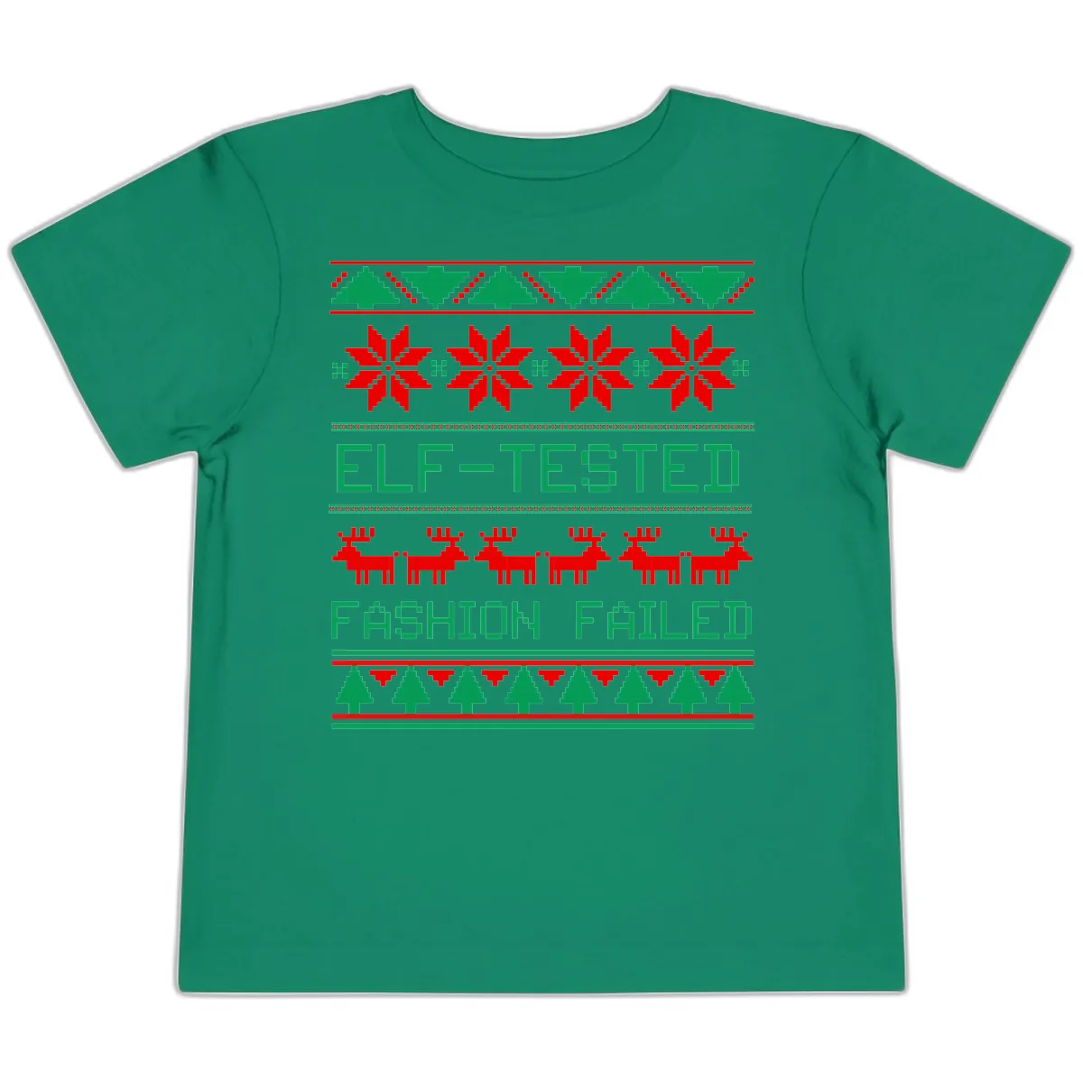 Elf Tested Fashion Failed Ugly Sweater Toddler T-Shirt in Kelly