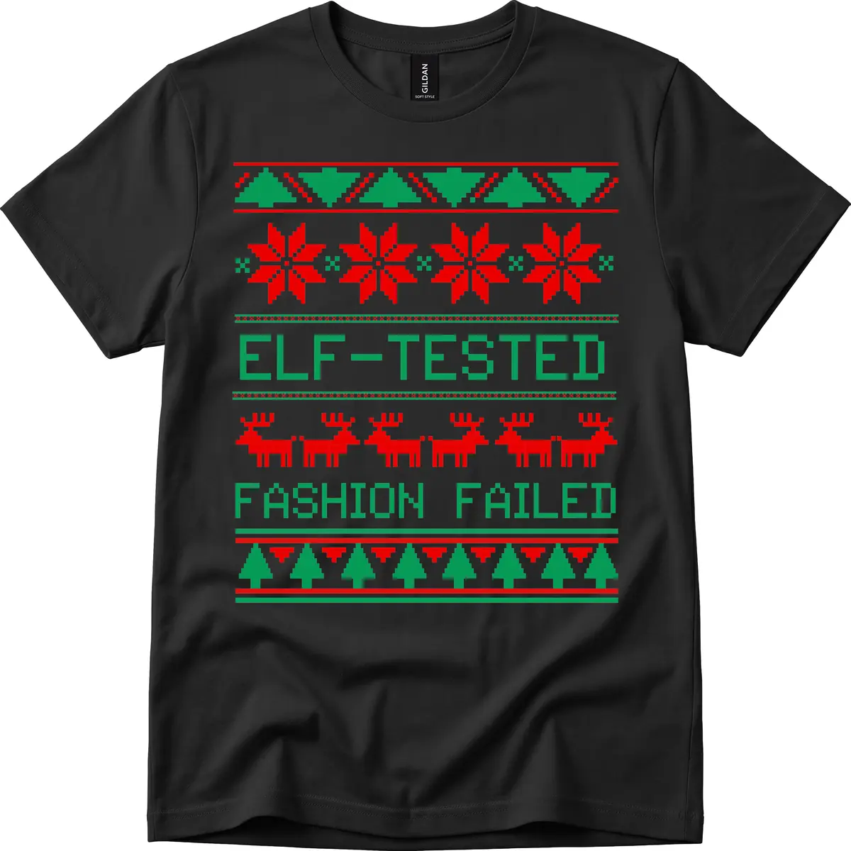 Elf Tested Fashion Failed Ugly Sweater T-Shirt in Black