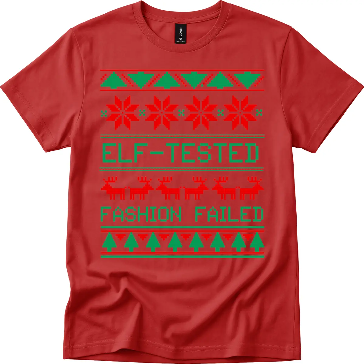 Elf Tested Fashion Failed Ugly Sweater T-Shirt in Red
