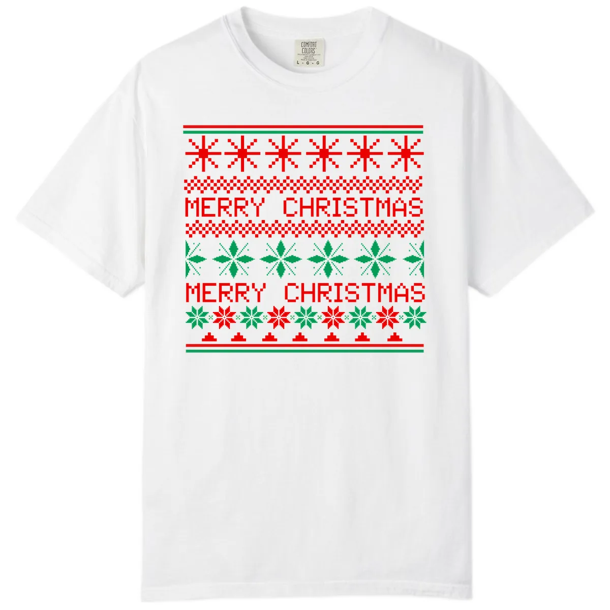 Ugly Christmas Sweater Pattern Comfort Color in White