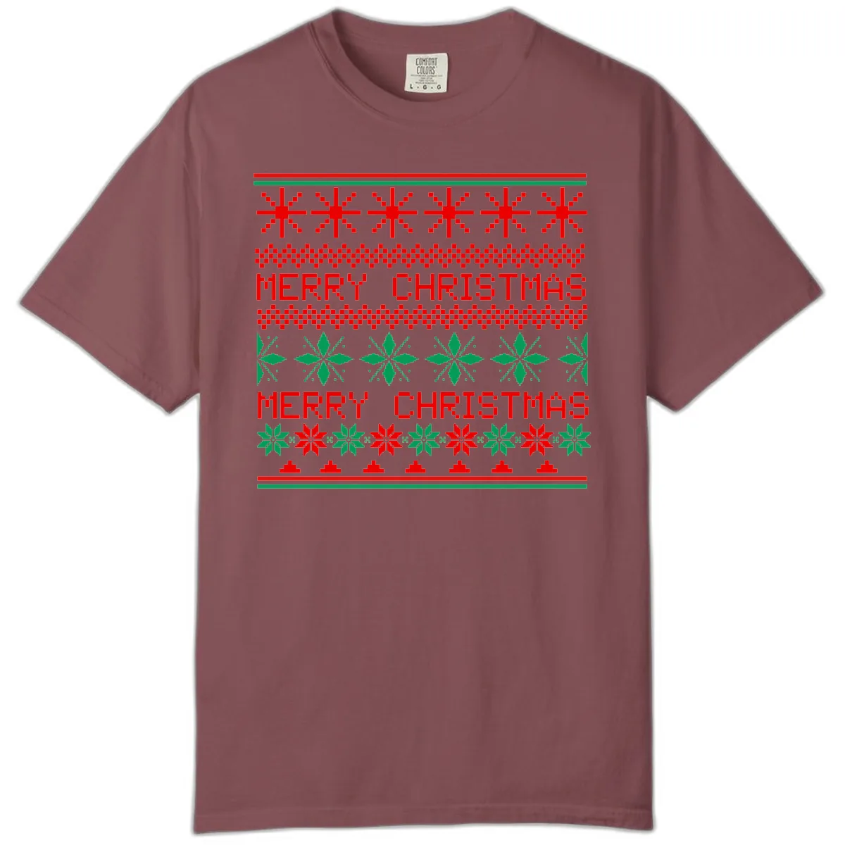 Ugly Christmas Sweater Pattern Comfort Color in Brick