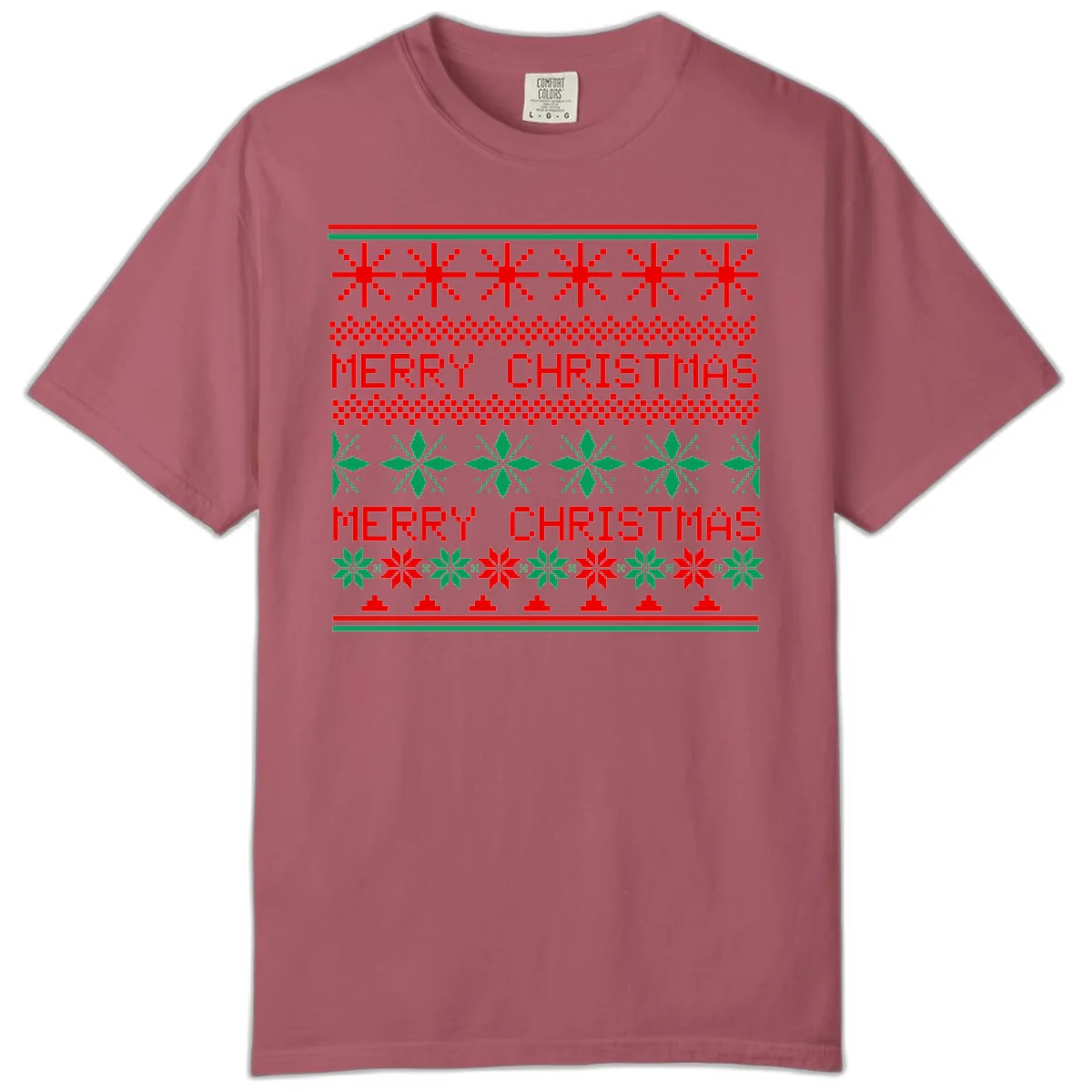 Ugly Christmas Sweater Pattern Comfort Color in Crimson