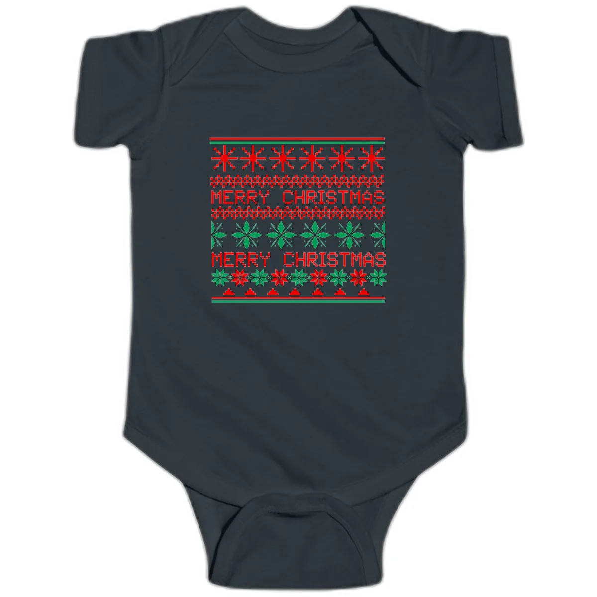 Ugly Christmas Sweater Pattern Baby Onesie in Black