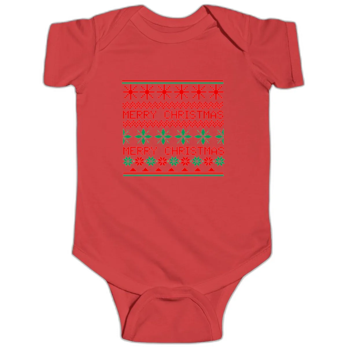 Ugly Christmas Sweater Pattern Baby Onesie in Red