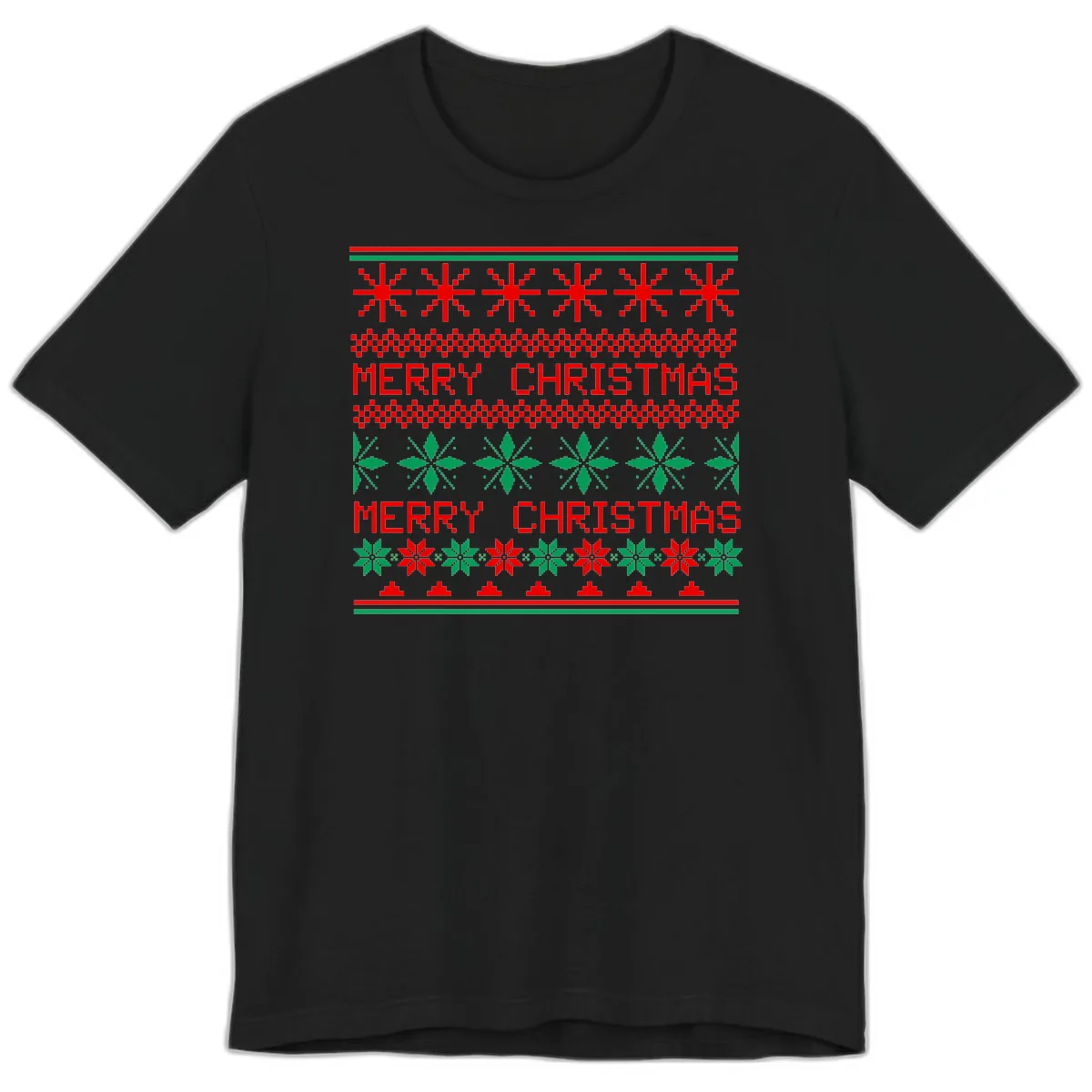 Ugly Christmas Sweater Pattern Premium T-Shirt in Black