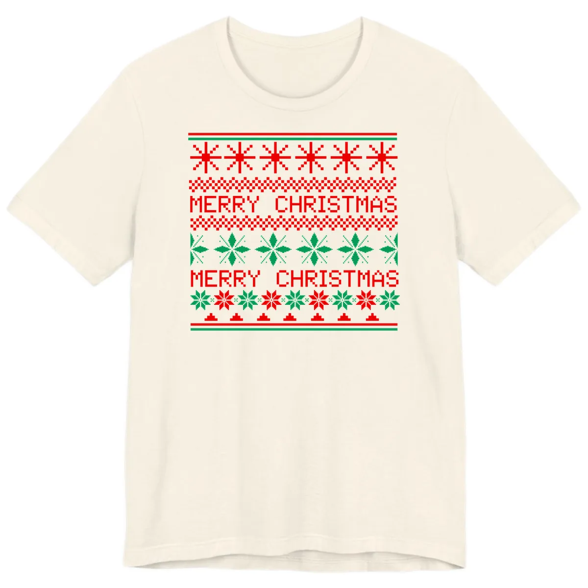 Ugly Christmas Sweater Pattern Premium T-Shirt in Natural