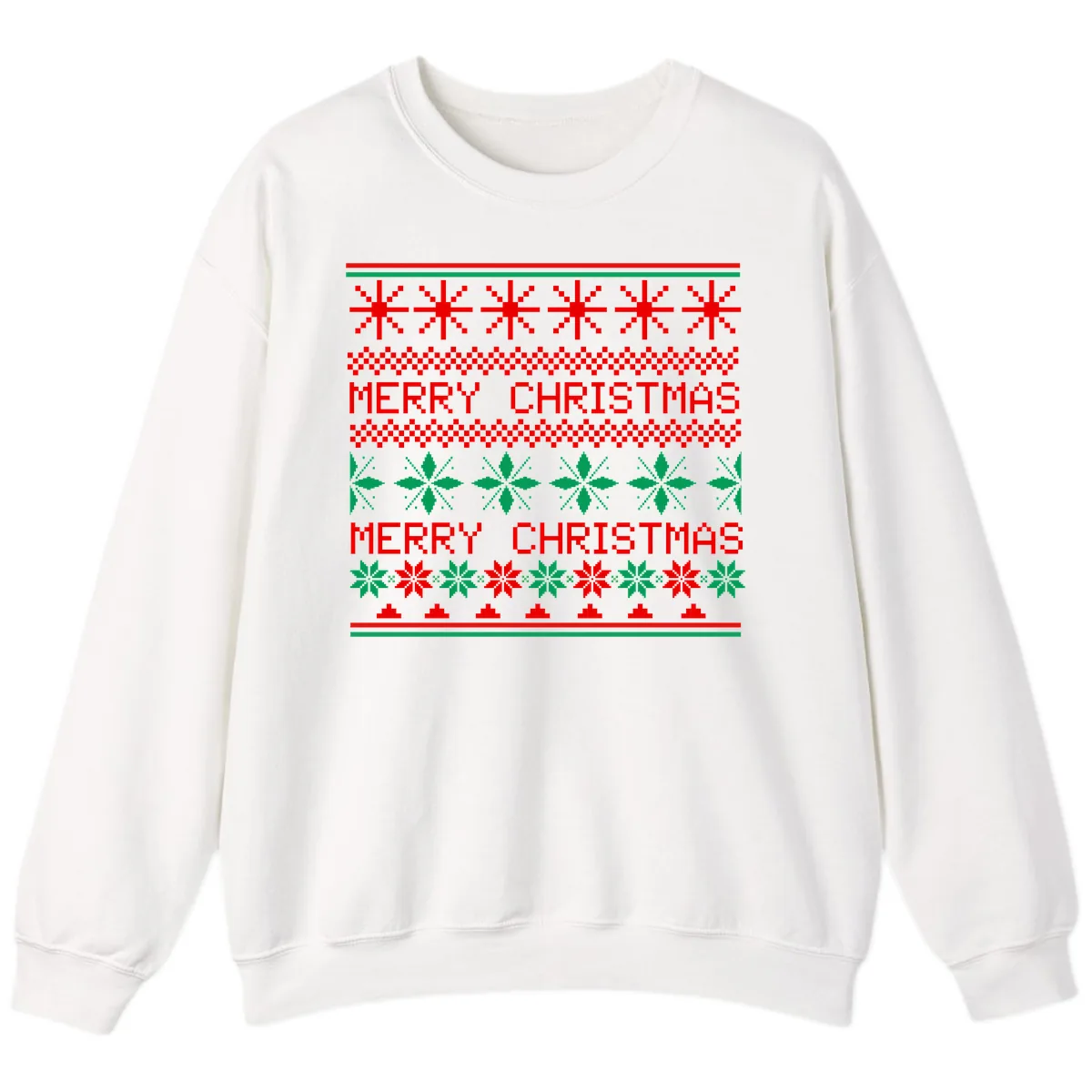 Ugly Christmas Sweater Pattern Sweatshirt in White