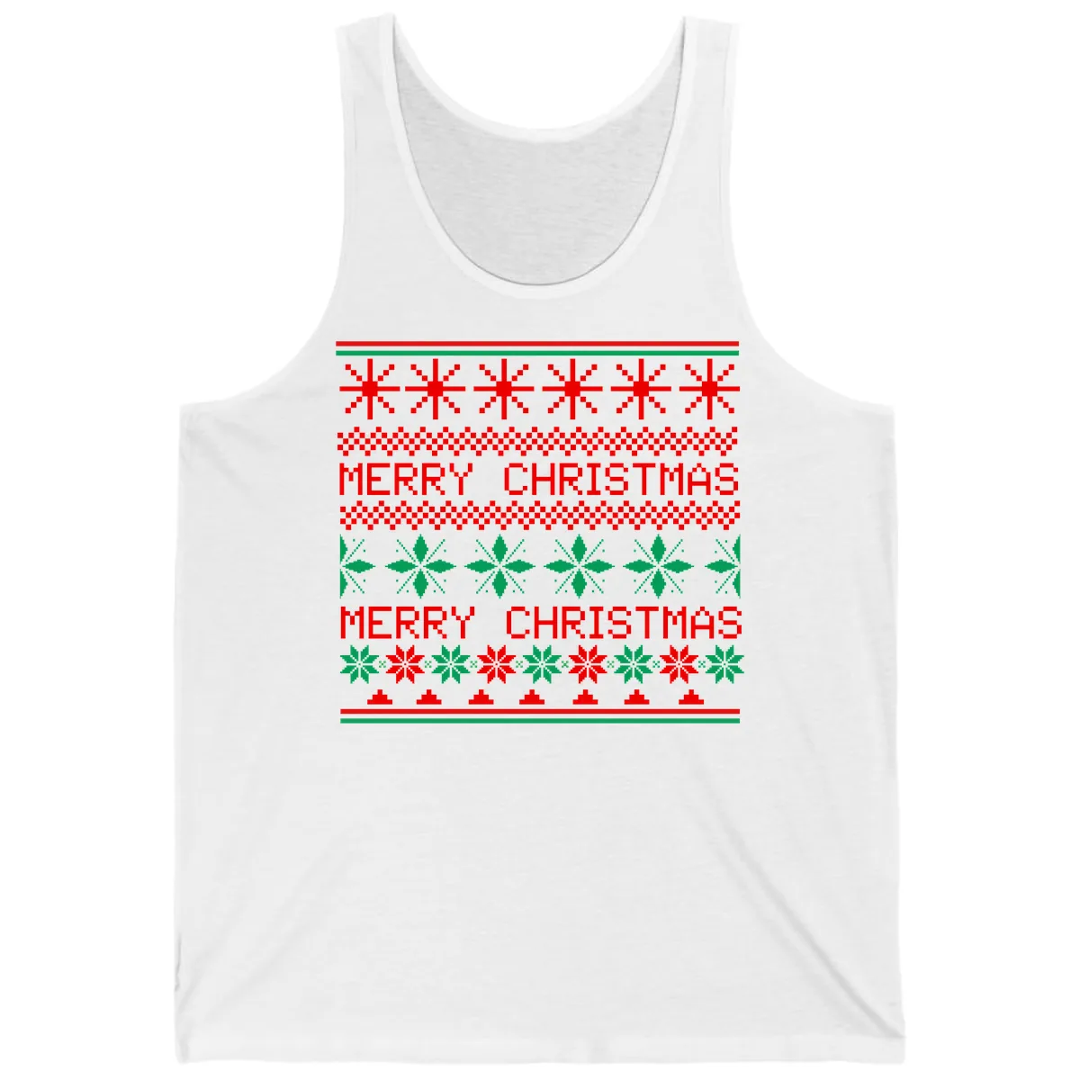 Ugly Christmas Sweater Pattern Tank in White