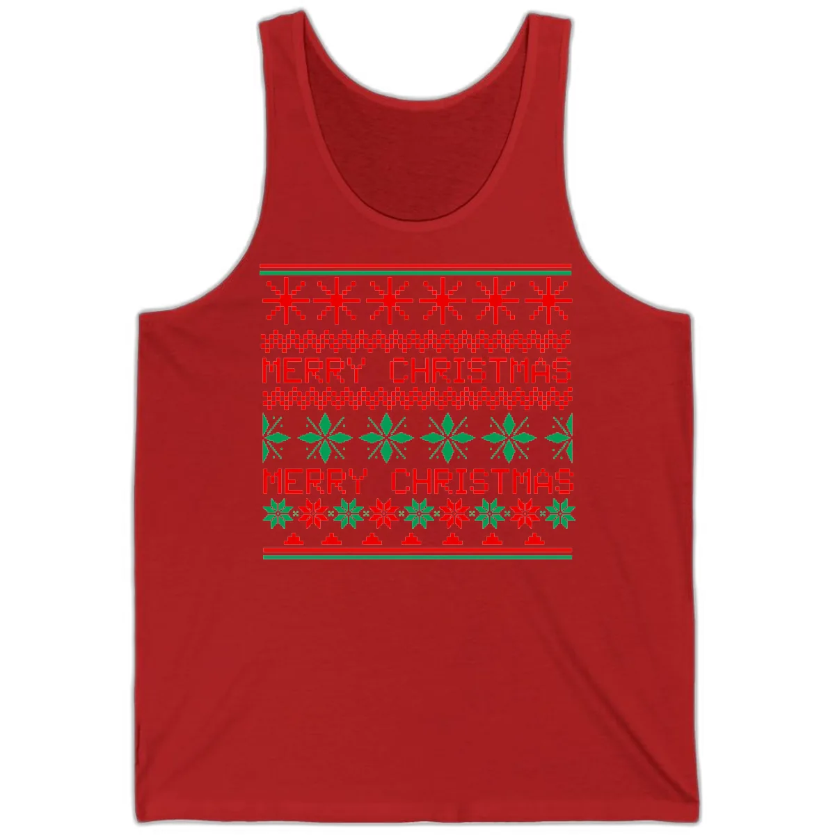 Ugly Christmas Sweater Pattern Tank in Red