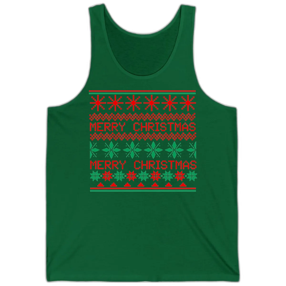 Ugly Christmas Sweater Pattern Tank in Kelly