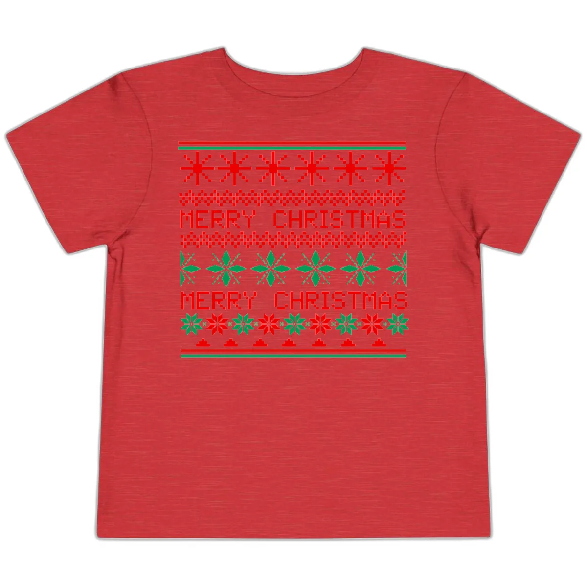 Ugly Christmas Sweater Pattern Toddler T-Shirt in Heather Red