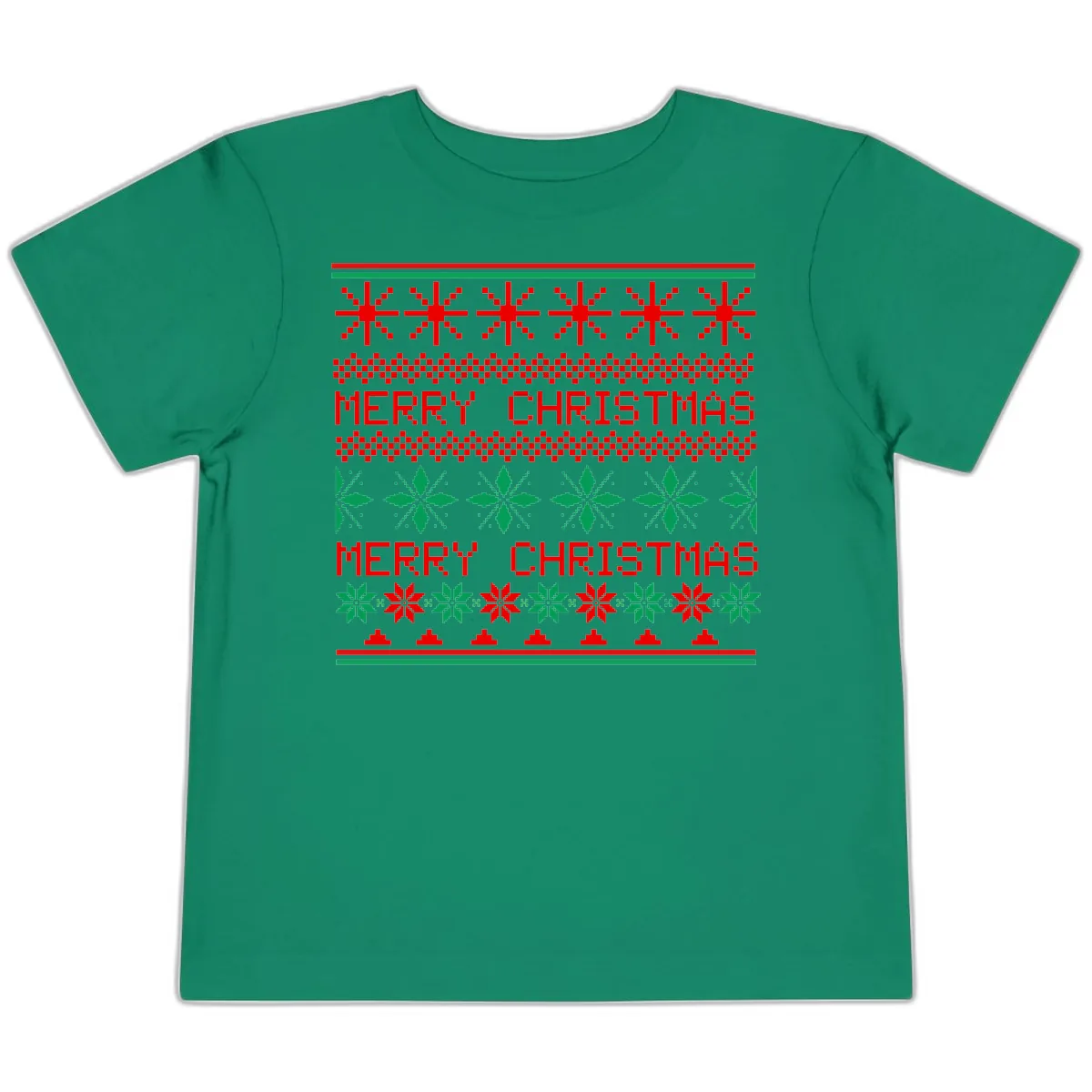 Ugly Christmas Sweater Pattern Toddler T-Shirt in Kelly