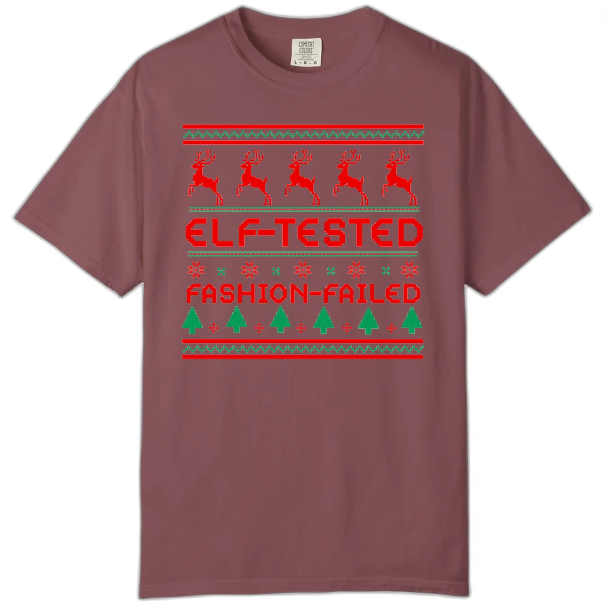 Elf-Tested Fashion-Failed Ugly Sweater Comfort Color in Brick