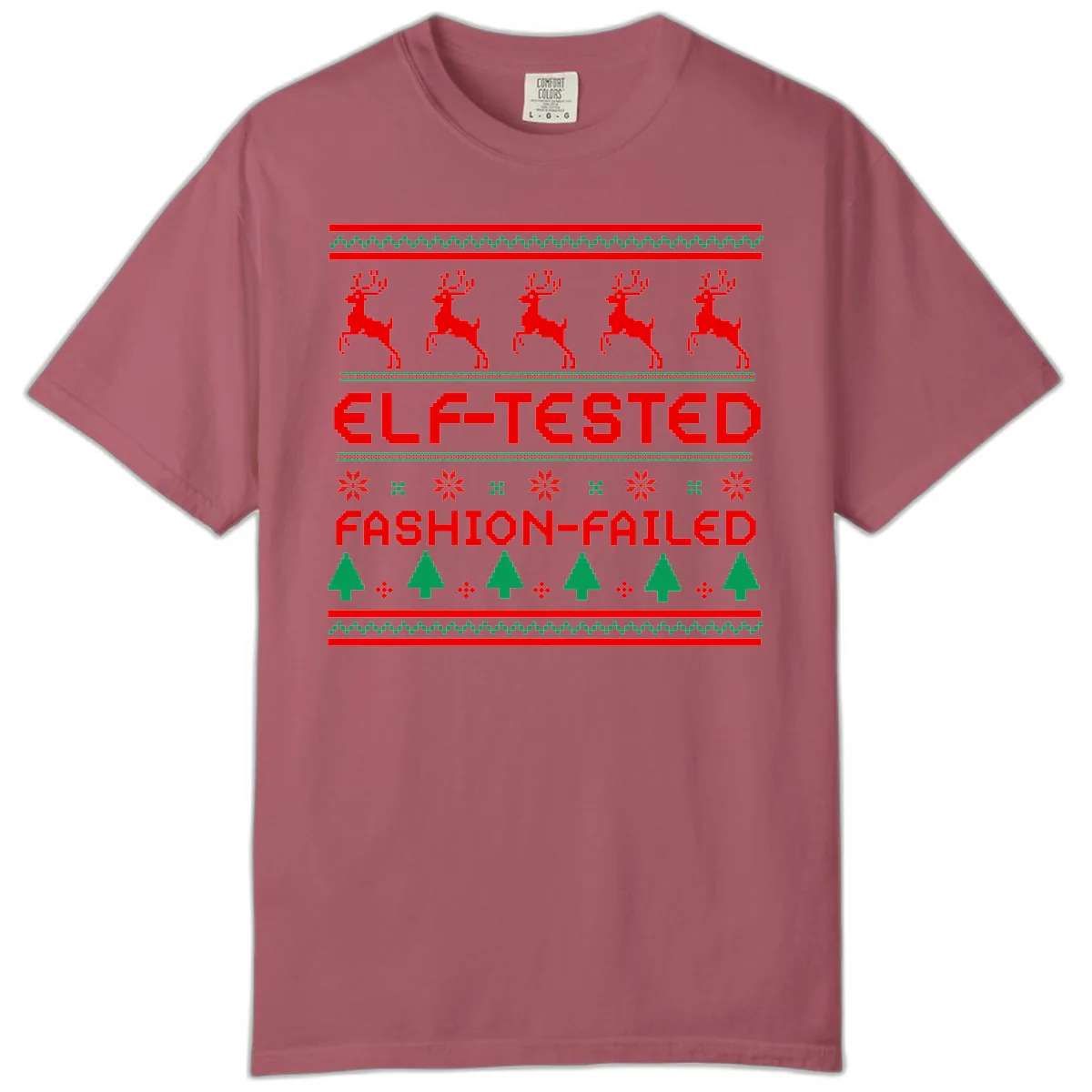 Elf-Tested Fashion-Failed Ugly Sweater Comfort Color in Crimson