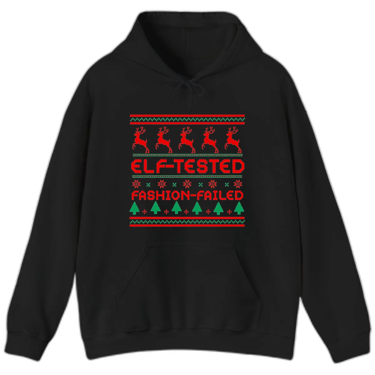 Elf-Tested Fashion-Failed Ugly Sweater Hoodie in Black