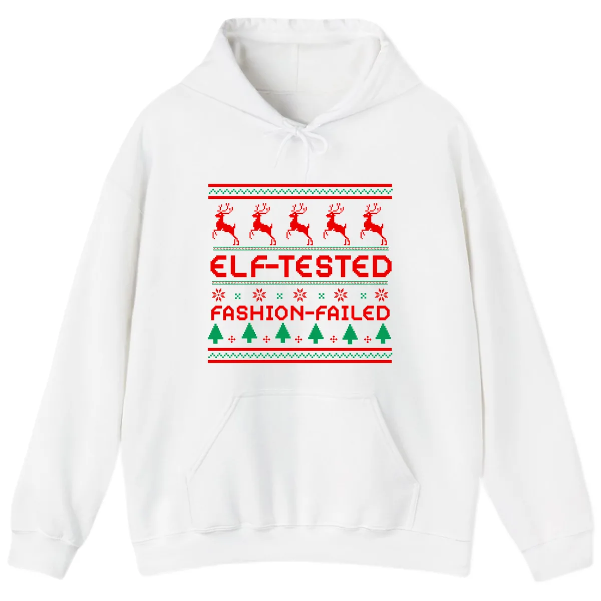 Elf-Tested Fashion-Failed Ugly Sweater Hoodie in White