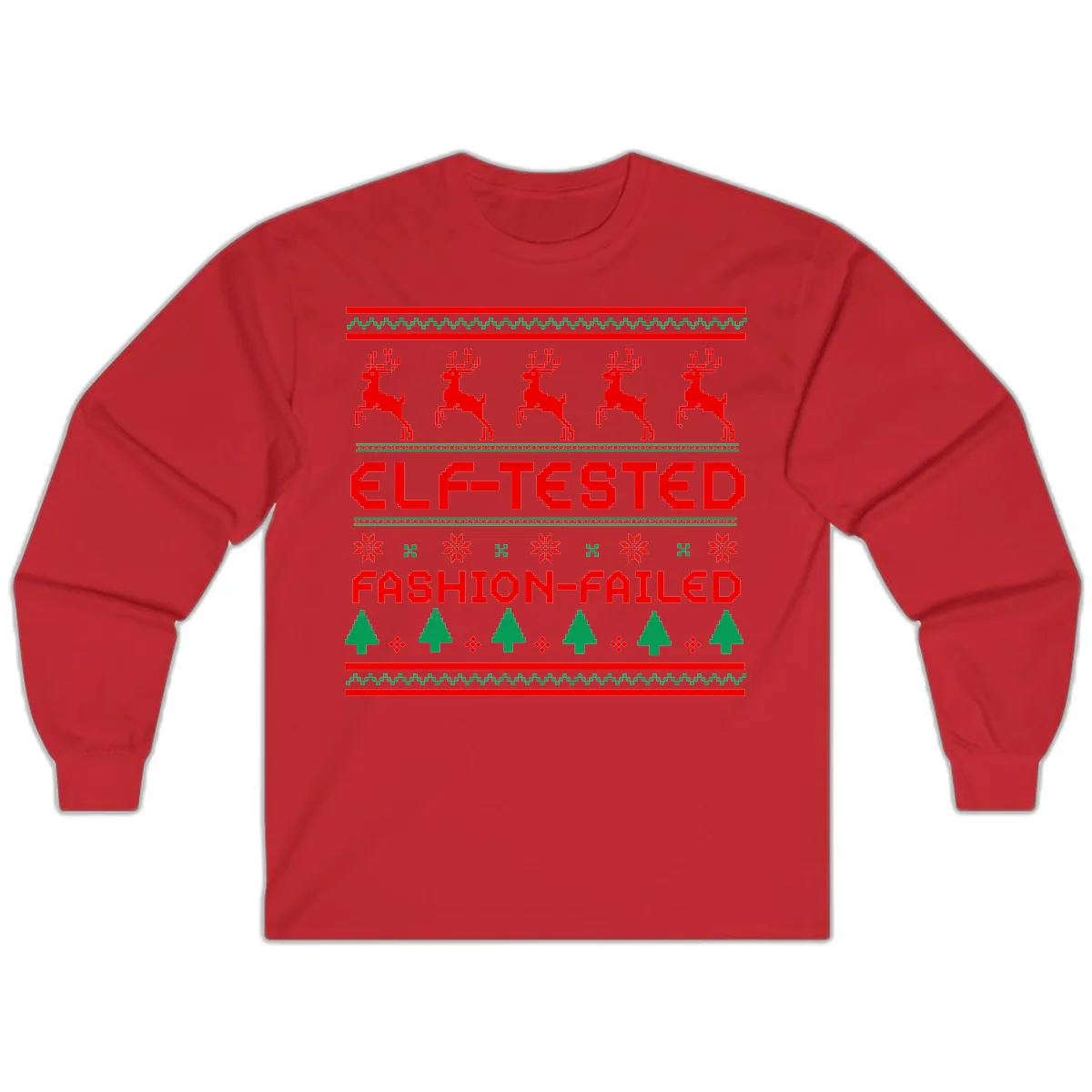 Elf-Tested Fashion-Failed Ugly Sweater Long Sleeve in Red