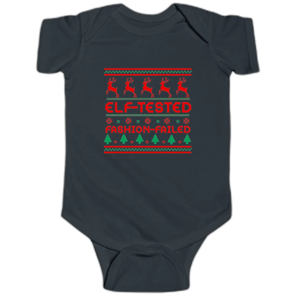 Elf-Tested Fashion-Failed Ugly Sweater Baby Onesie in Black