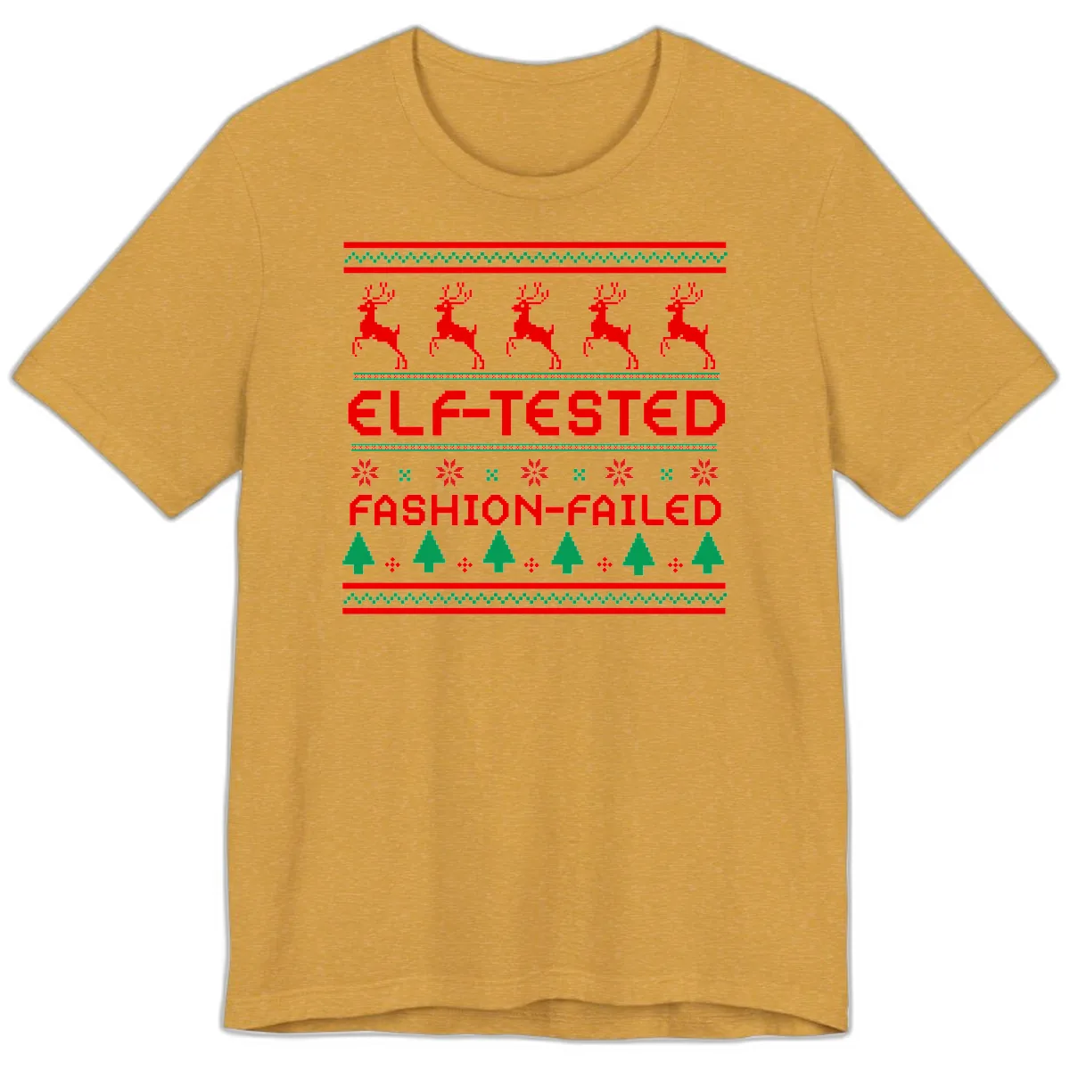 Elf-Tested Fashion-Failed Ugly Sweater Premium T-Shirt in Heather Mustard