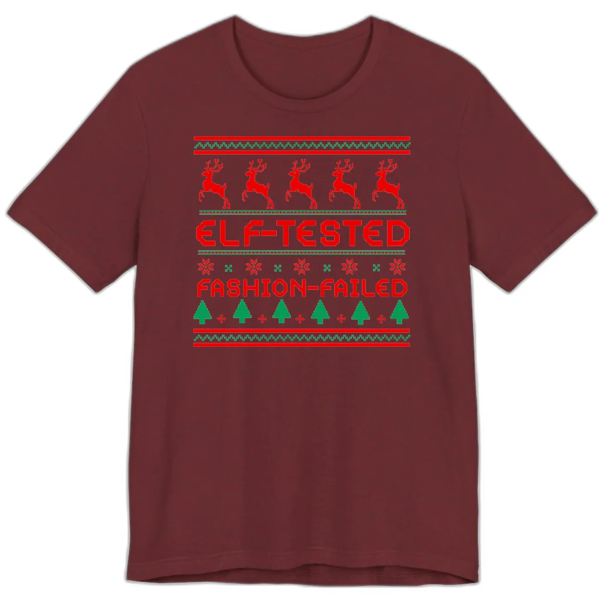 Elf-Tested Fashion-Failed Ugly Sweater Premium T-Shirt in Heather Cardinal