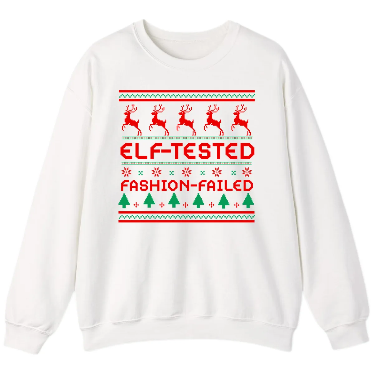 Elf-Tested Fashion-Failed Ugly Sweater Sweatshirt in White